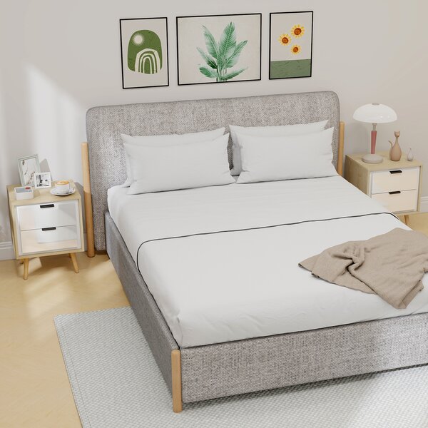 HOMCOM Set di 2 Comodini Moderni con 2 Cassetti a Scorrimento Silenzioso 40x35x50 cm Bianco Lucido e Rovere | Aosom Italy