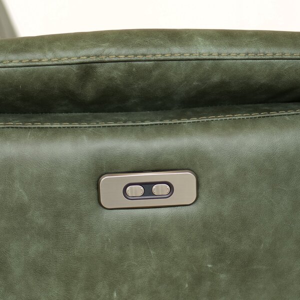 Poltrona Costanza Pelle Fiore Verde Inglese - Relax Elettrico 2 Motori - Girevole con Batteria