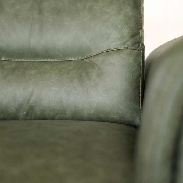 Poltrona Costanza Pelle Fiore Verde Inglese - Relax Elettrico 2 Motori - Girevole con Batteria