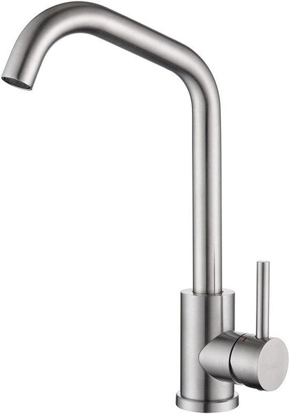 Rubinetto da cucina in acciaio inossidabile, orientabile a 360°, miscelatore monocomando, doccetta rimovibile, finitura opaca