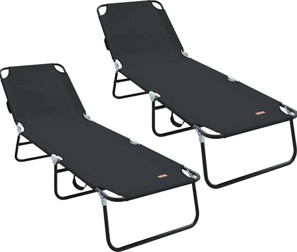 Lettino prendisole pieghevole 2 pcs Nero 188 x 57 x 86,5 cm