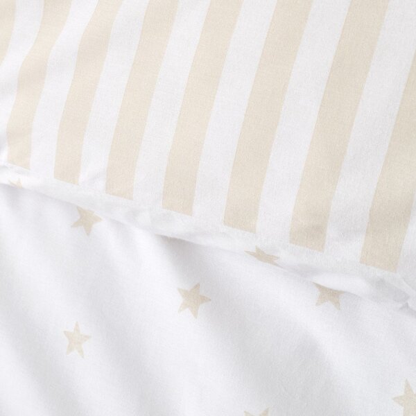 Set copripiumino e federa da bambini bianco e beige in cotone per letto singolo 135x200 cm Mini Star & Stripes – Bianca
