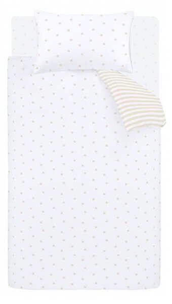 Set copripiumino e federa da bambini bianco e beige in cotone per letto singolo 135x200 cm Mini Star & Stripes – Bianca