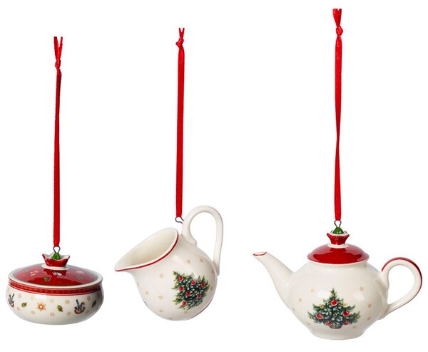 <p>Set ornamentale in porcellana di alta qualità con colori e decori della tradizione natalizia.</p>