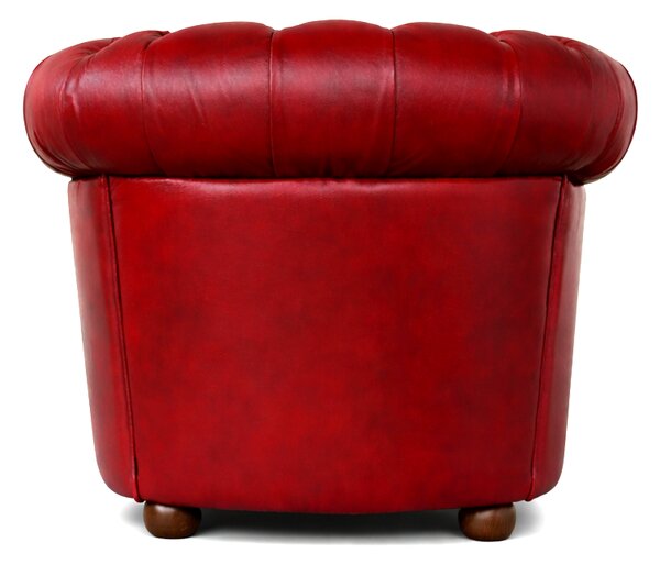 Poltrona Chesterfield Medium Pelle Primo Fiore Rosso Buckingham - Design Iconico