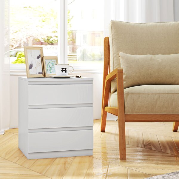 HOMCOM Cassettiera 3 Cassetti con Chiusura Rallentata, Stile Moderno 45x40x52,8 cm Bianco | Aosom Italy