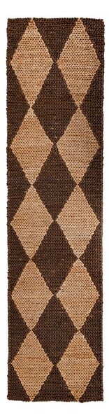 Passatoia marrone/di colore naturale in misto iuta tessuta a mano 80x230 cm Effie Diamond – Flair Rugs