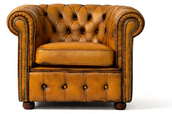 Poltrona Chesterfield Medium Pelle Primo Fiore Premium - Design Iconico