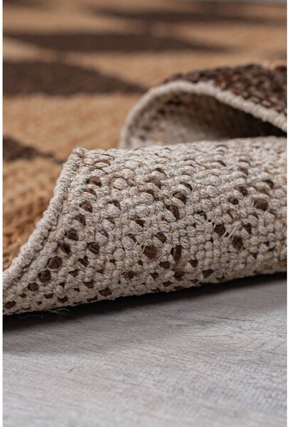 Passatoia marrone/di colore naturale in misto iuta tessuta a mano 80x230 cm Effie Diamond – Flair Rugs
