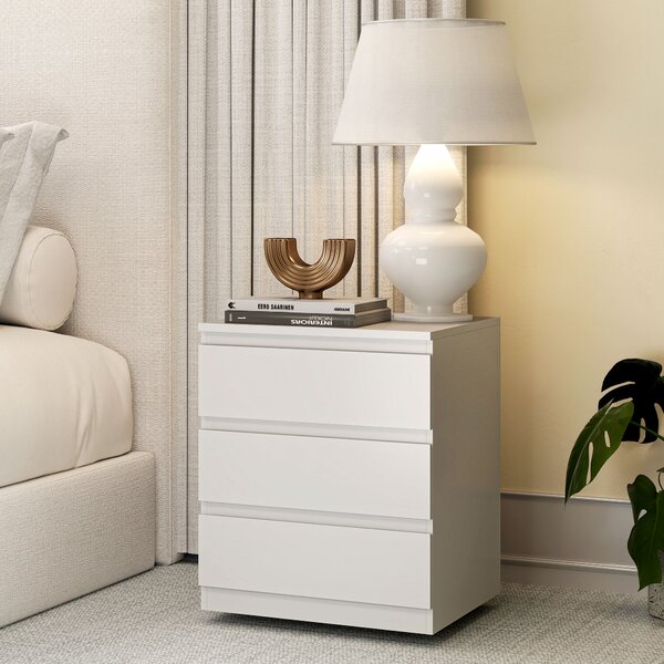 HOMCOM Cassettiera 3 Cassetti con Chiusura Rallentata, Stile Moderno 45x40x52,8 cm Bianco | Aosom Italy