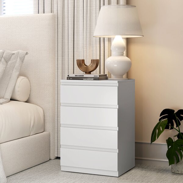 HOMCOM Cassettiera 4 Cassetti con Chiusura Ammortizzata in Stile Moderno 45x40x68 cm Bianco | Aosom Italy