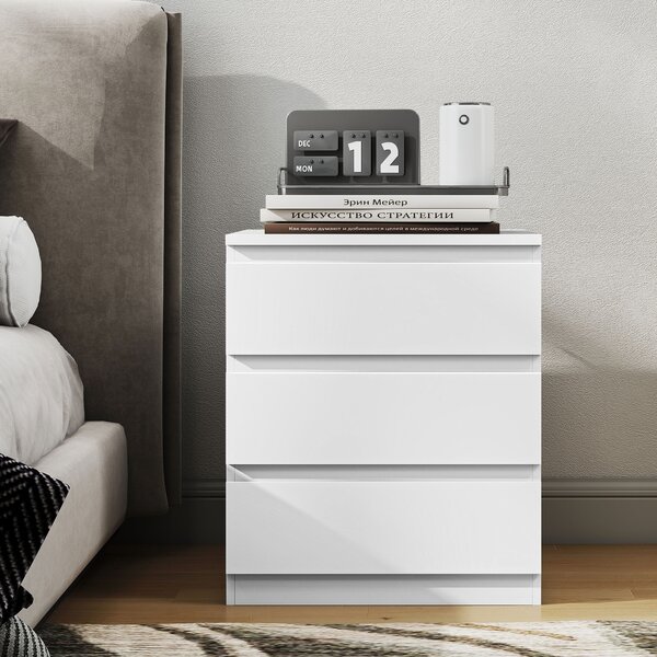 HOMCOM Cassettiera 3 Cassetti con Chiusura Rallentata, Stile Moderno 45x40x52,8 cm Bianco | Aosom Italy