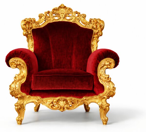 Poltrona Barocca Versailles - Foglia Oro e Velluto – Artigianato Italiano di Lusso