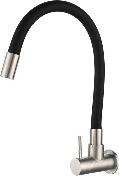 Rubinetto da cucina nero, montaggio a parete, orientabile a 360°