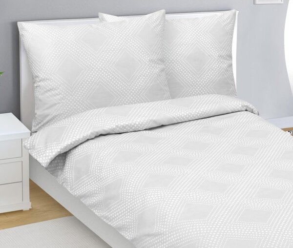 Set di lenzuola in cotone satinato - 140x200 cm, 70x90 - colore bianco, grigio