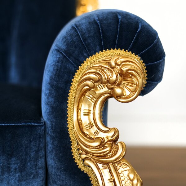 Poltrona Barocca Versailles - Foglia Oro e Velluto – Artigianato Italiano di Lusso