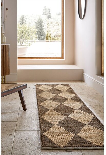 Passatoia marrone/di colore naturale in misto iuta tessuta a mano 80x230 cm Effie Diamond – Flair Rugs