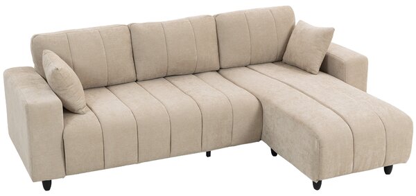 HOMCOM Divano angolare reversibile, divano 3 posti con penisola, 2 cuscini, struttura in acciaio, 242x156x87cm, beige | Aosom Italy