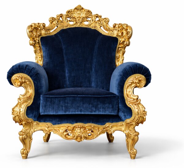 Poltrona Barocca Versailles - Foglia Oro e Velluto – Artigianato Italiano di Lusso