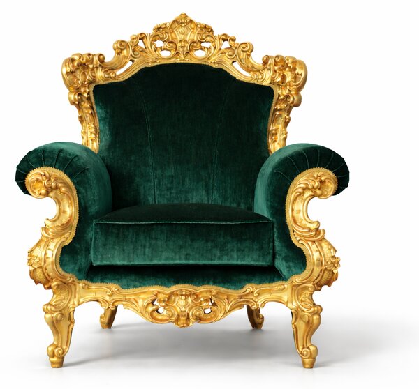 Poltrona Barocca Versailles - Foglia Oro e Velluto – Artigianato Italiano di Lusso