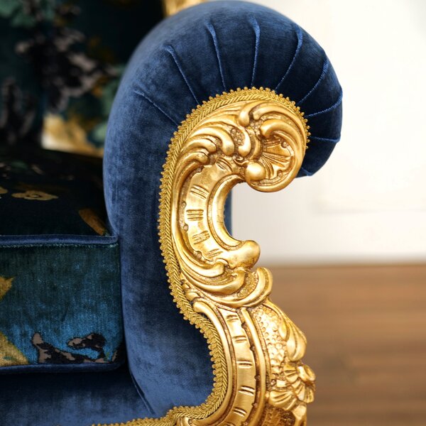 Poltrona Barocca Versailles - Foglia Oro e Velluto – Artigianato Italiano di Lusso