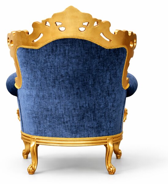 Poltrona Barocca Versailles - Foglia Oro e Velluto – Artigianato Italiano di Lusso
