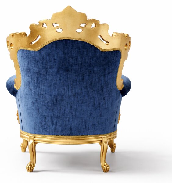 Poltrona Barocca Versailles - Foglia Oro e Velluto – Artigianato Italiano di Lusso