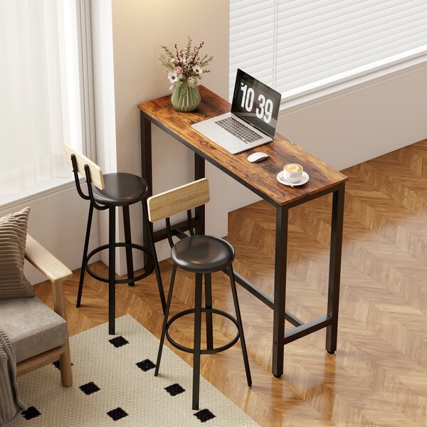 HOMCOM Set di 2 Sgabelli Alti da Cucina con Schienale e Poggiapiedi Rivestiti in PU Seduta 75,5 cm Naturale e Nero | Aosom Italy