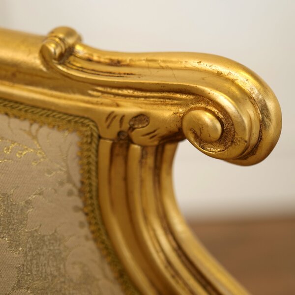 Poltrona Barocca Aurelia - Foglia Oro, Tessuto e Velluto – Artigianato Italiano di Lusso