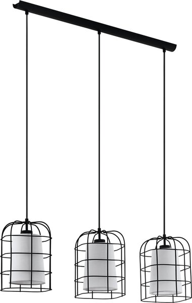 EGLO Bittams lampada a sospensione, lampada a sospensione vintage, industriale, lampada a sospensione in acciaio e tessuto in nero, bianco, lampada da tavolo, lampada da soggiorno, E27