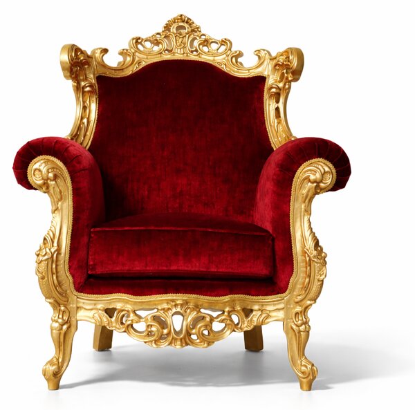 Poltrona Barocca Bernini - Foglia Oro e Velluto – Artigianato Italiano di Lusso
