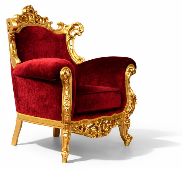 Poltrona Barocca Bernini - Foglia Oro e Velluto – Artigianato Italiano di Lusso