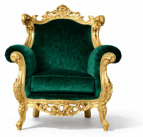 Poltrona Barocca Bernini - Foglia Oro e Velluto – Artigianato Italiano di Lusso