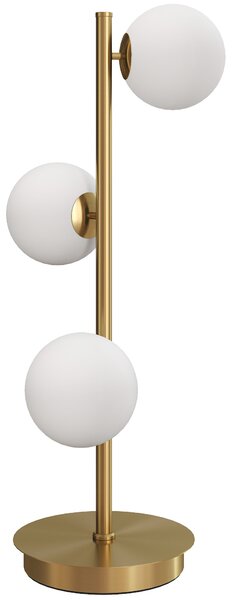 HOMCOM Lampada da tavolo con 3 paralumi a sfera, con base in acciaio stabile, portalampada G9, 24 x 24 x 53 cm, Ottone | Aosom Italy
