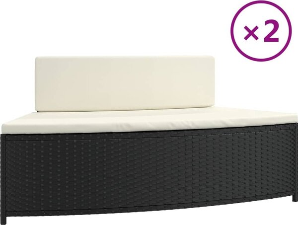 Panche per Spa con Cuscini 2 pz in Polyrattan Nero