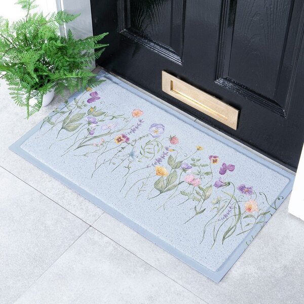 Zerbino in plastica riciclata 40x70 cm Blue Wild Flowers – Artsy Doormats
