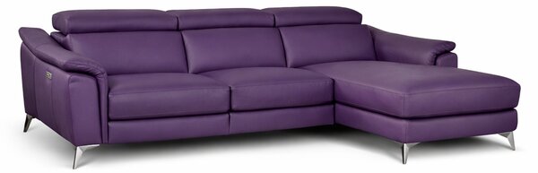 Divano Angolare Flow Relax in Pelle Primo Fiore – Recliner Motorizzato e Chaise Longue , Design Moderno