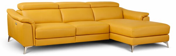 Divano Angolare Flow Relax in Pelle Primo Fiore – Recliner Motorizzato e Chaise Longue , Design Moderno