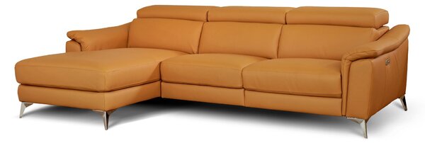 Divano Angolare Flow Relax in Pelle Primo Fiore – Recliner Motorizzato e Chaise Longue , Design Moderno
