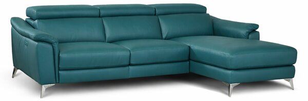Divano Angolare Flow Relax in Pelle Primo Fiore – Recliner Motorizzato e Chaise Longue , Design Moderno