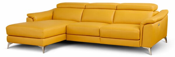 Divano Angolare Flow Relax in Pelle Primo Fiore – Recliner Motorizzato e Chaise Longue , Design Moderno