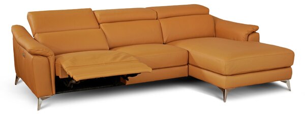 Divano Angolare Flow Relax in Pelle Primo Fiore – Recliner Motorizzato e Chaise Longue , Design Moderno