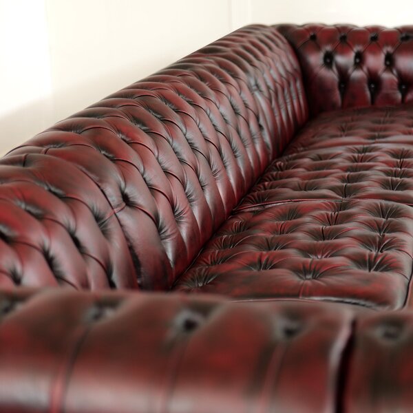 Divano Chesterfield Angolare con Chaise Longue - Pelle Primo Fiore Premium - Design Iconico
