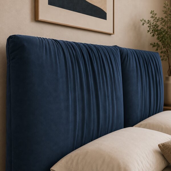 Letto Matrimoniale Libra Pelle Nabuk Premium con Testiera Drappeggiata - Design Elegante e Avvolgente