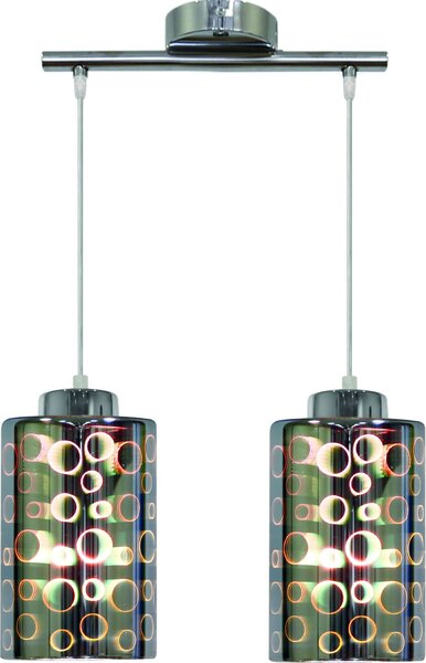 Lampada a sospensione NOCTURNO cromata-nera 2xE27x40W vetro, dimensioni: 115x44x12 cm, IP20, Candellux