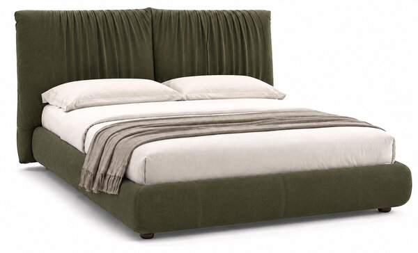 Letto Matrimoniale Libra Pelle Nabuk Premium con Testiera Drappeggiata - Design Elegante e Avvolgente