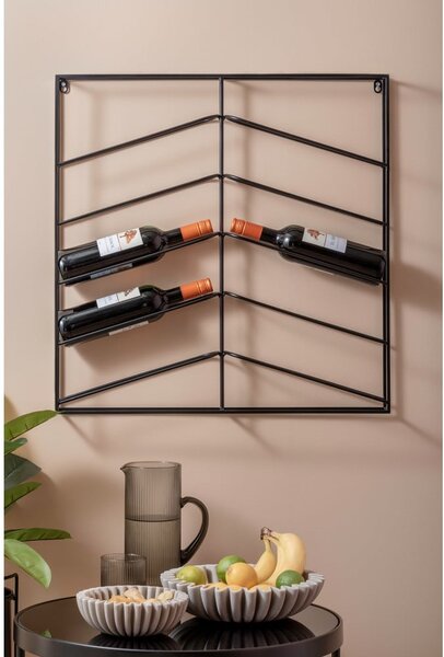 Portabottiglie da parete nero in metallo numero di bottiglie 10 67x66x7,5 cm Cuadro – PT LIVING