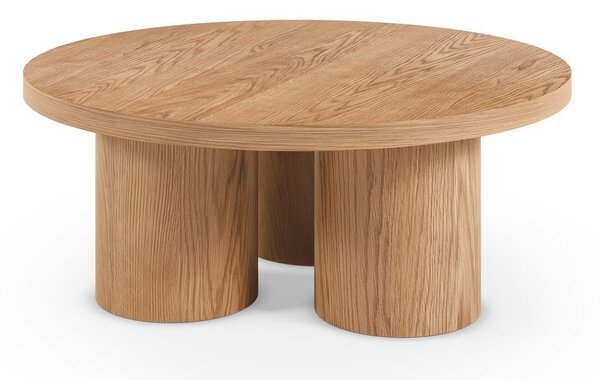 Tavolino da salotto rotondo di colore naturale con effetto rovere ø 100 cm Arancha – MOME