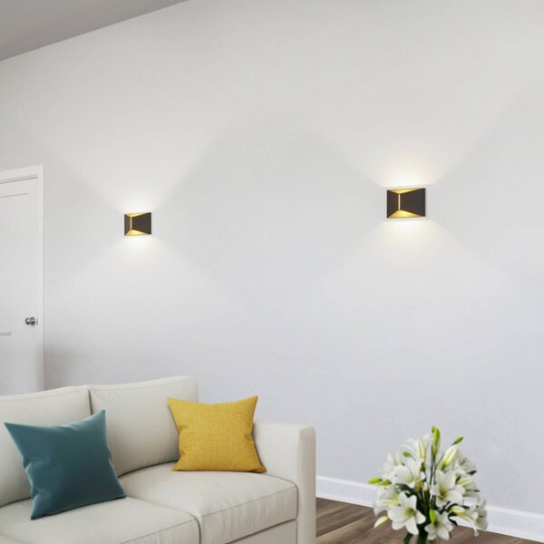 Helestra applique a LED VID, nero/oro, up/down, IP65 dimmerabile, Nero, Studio / Ufficio, Alluminio, Applique a LED