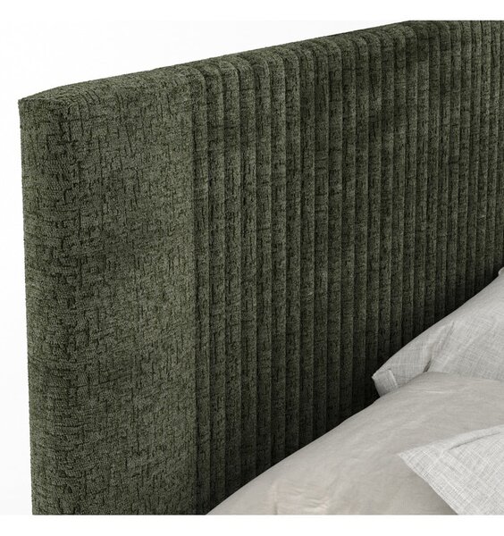 Letto boxspring verde scuro con contenitore 200x200 cm Bergamo – Maison de Rêve